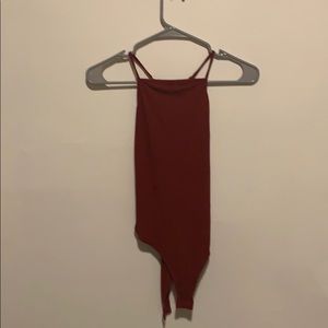 Deep red body suit